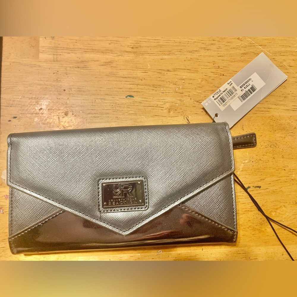 NWT Kenneth Cole Silver Envelope Clutch